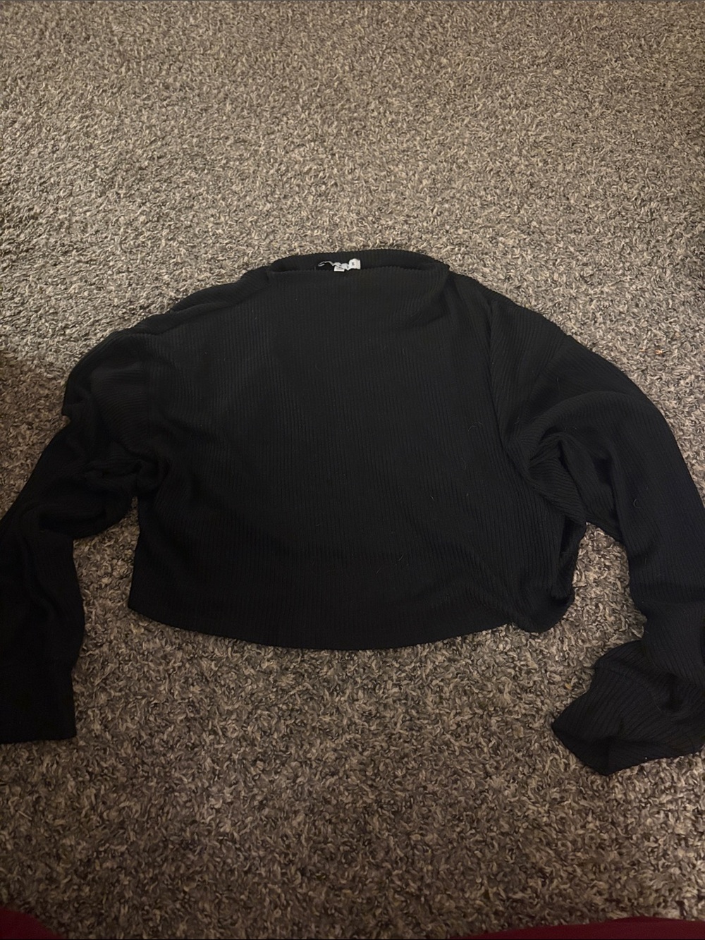 HYFVE Black Ribbed Long-Sleeve Cropped Top